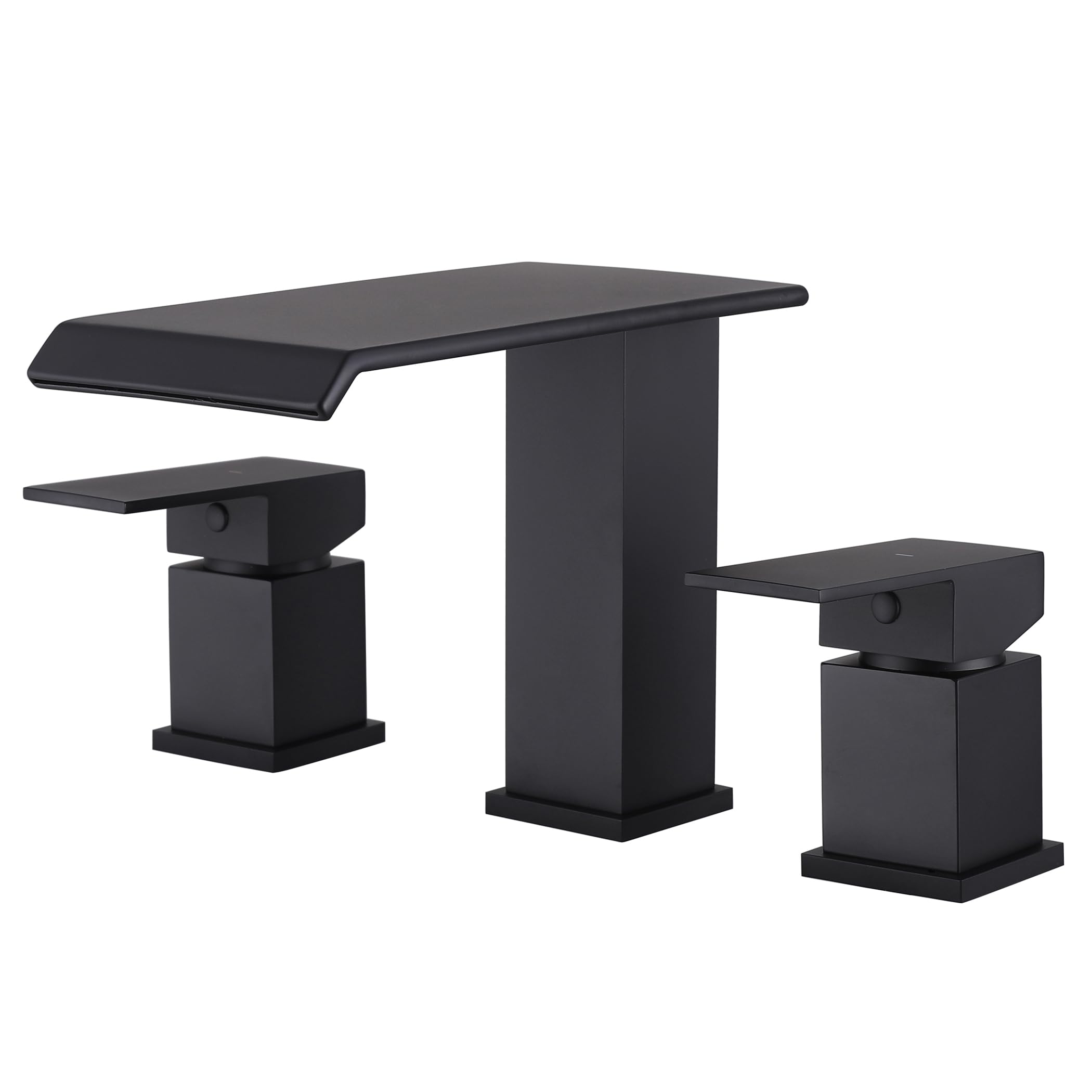 Photo 1 of NIITAWH Roman Tub Faucet Two Handle Waterfall Spout Matte Black 3 Hole Bathtub Faucet High Flow