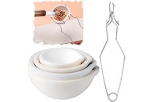 Hanlintk 5pcs Crucible Kit,4 Ceramic Quartz Crucibles W/Crucible Tongs,1.5"-3"Crucibles for Melting Metal,Casting Refining Go