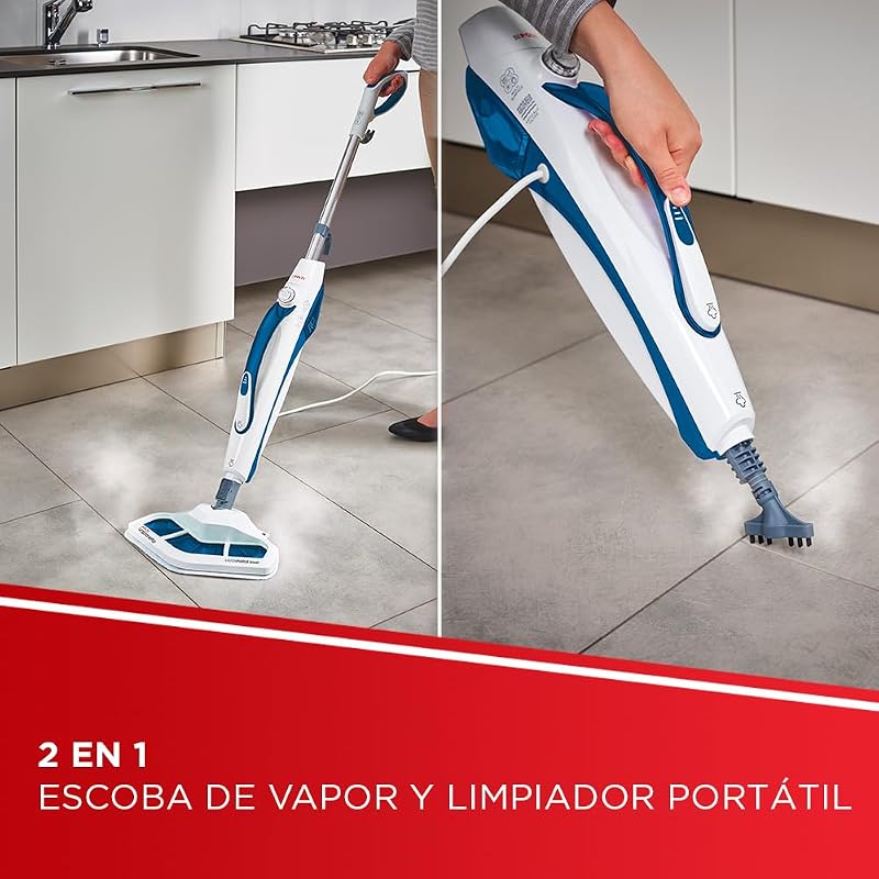 Polti vaporetto sv460_double - vassoura a vapor dupla função com limpador portátil, mata e elimina 99,9% * de vírus, germes e bactérias, conjunto extra de panos, escova vaporforce, 17 acessórios