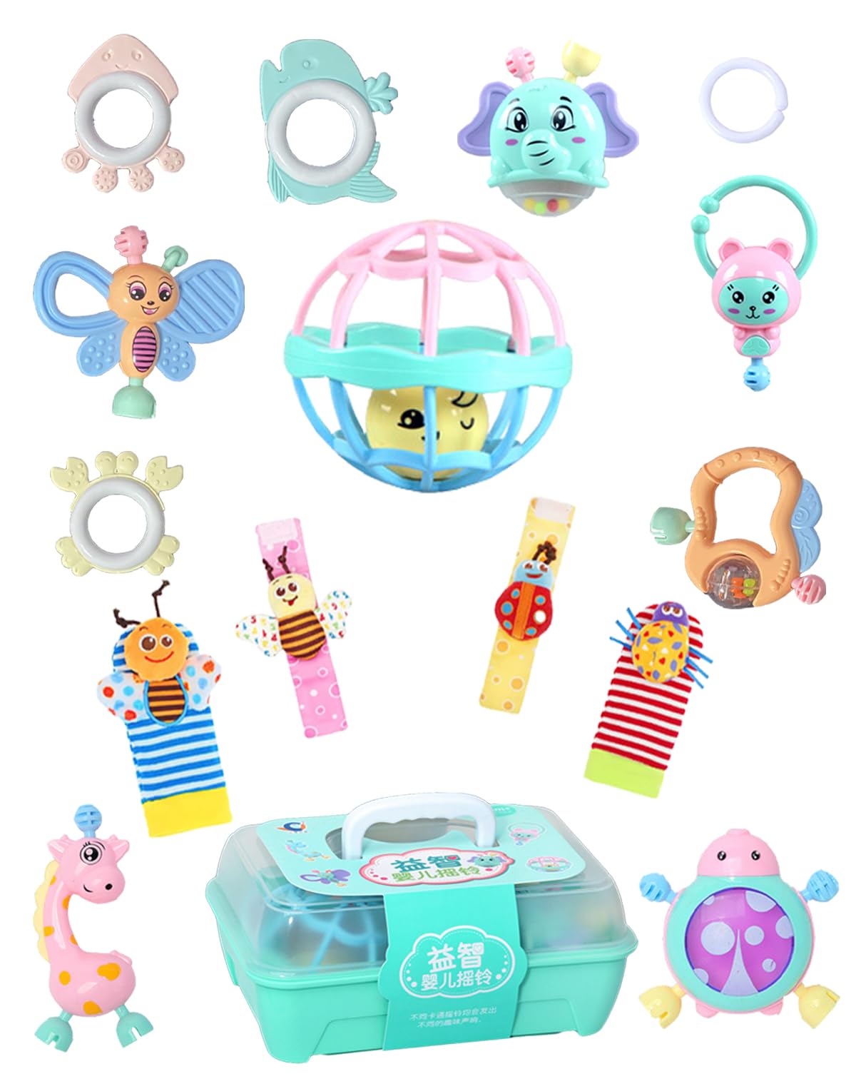 Baby Essentials: Socks and Wrist Rattles for Newborns (Blue)