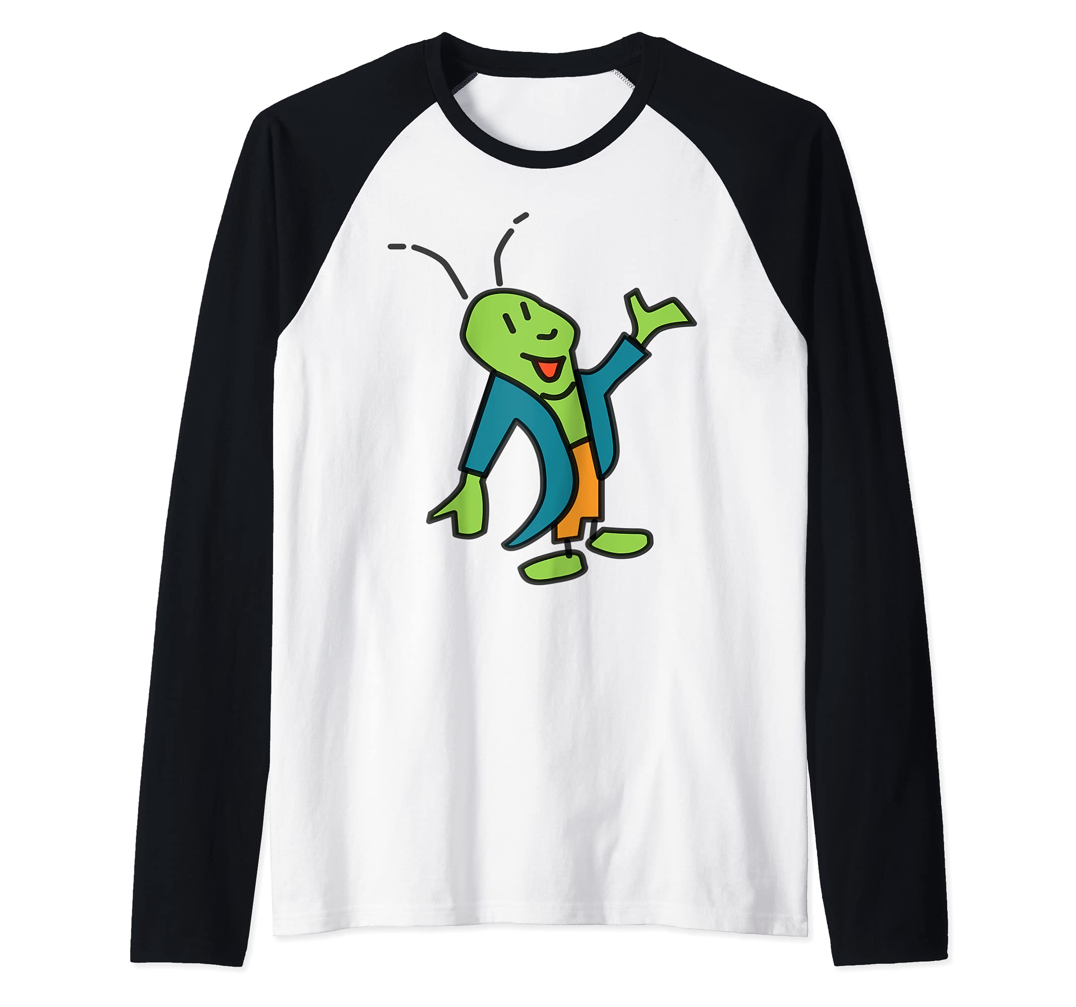 Cricket Cartoon Raglan Baseball Tee