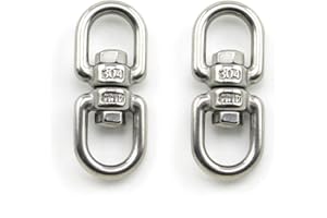 Lind Kitchen 2PCS M4 Double Ended Swivel Eye Hook 304 Stainless Steel Eye to Eye Swivel Shackle Ring Connector