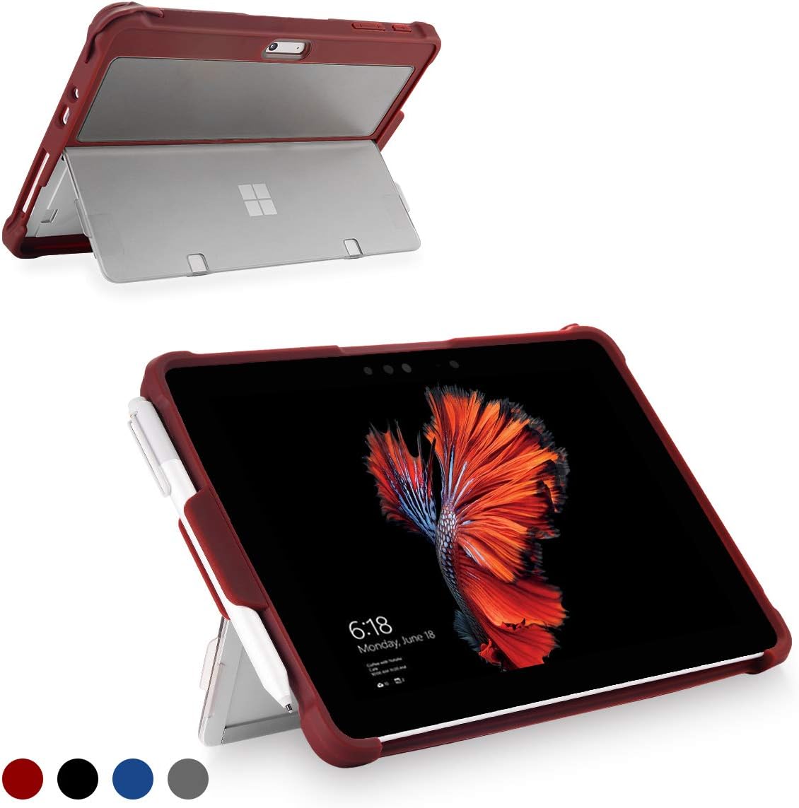 Vanctec for Surface Go Case, Microsoft Surface Go 10 inch Protective Case, Shockproof Rugged Cover with Pencil Holder + Kickstand Case Compatible with Type Cover Keyboard, Microsoft Surface Go 2018