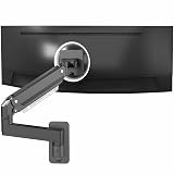 VIVO Premium Aluminum Heavy Duty Monitor Arm for Ultrawide Screens up to 49 inches and 44 lbs, Single Wall Mount, Pneumatic Height, Max VESA 100x100, Black, MOUNT-V101G1