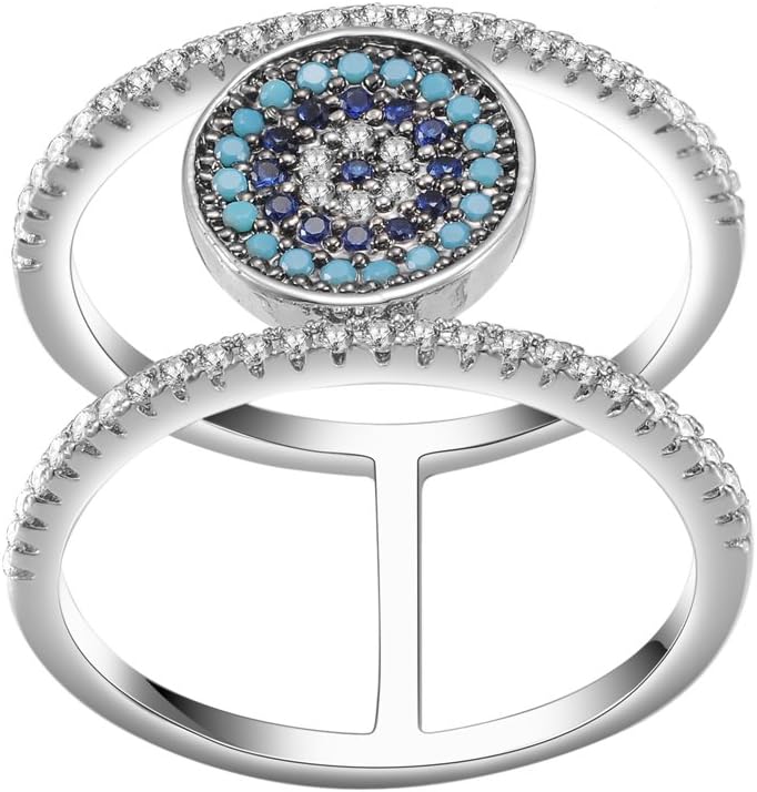 KIVN Fashion Jewelry CZ Cubic Zirconia Wedding Engagement Evil Eye Rings for Women