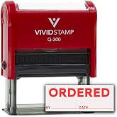 Ordered by Date Self Inking Rubber Stamp (Red Ink) - Medium