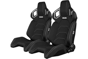 BRAUM RACING BRAUM - Pair of Black Cloth ALPHA-X Series Racing Seats With Grey Stitching (BRR5-BFGS)