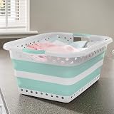 Addis Foldable 45L Laundry Basket White Aqua Haze view 3