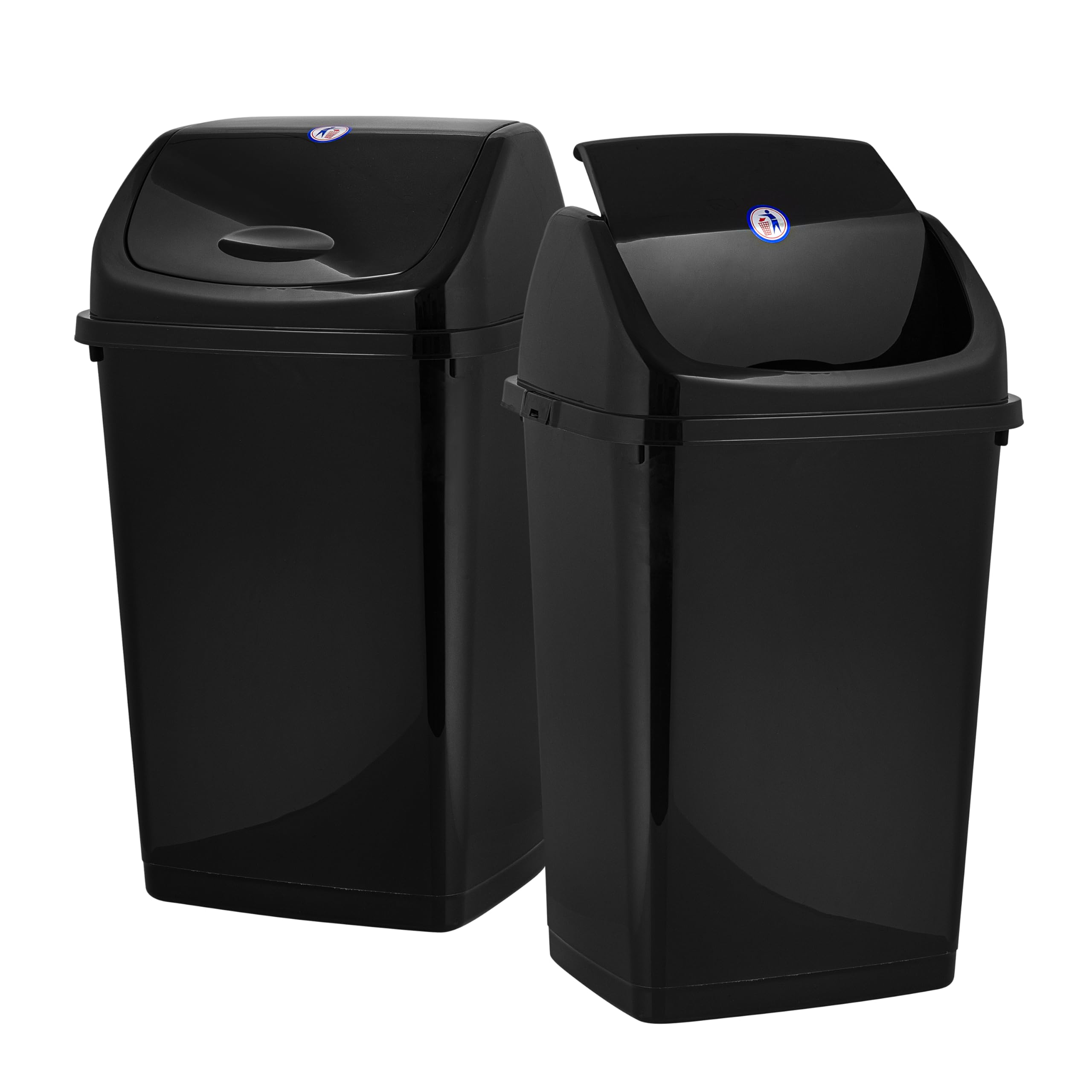 Photo 1 of Superio Kitchen Trash Can 13 Gallon with Swing Lid, Plastic Garbage Can Outdoor and Indoor, Large 52 Qt Recycle Bin and Waste Basket for Home, Office, Garage, Patio, Restaurant (Black, 2 Pack)