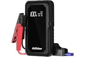 Hilldow Car Jump Starter 2000A Peak 66.6Wh (Up to 8L Gas or 5L Diesel Engine, 40 Times) 12V Auto Battery Booster Portable Powerbank Quick Charge 3.0 with Safety Jumper Clamp