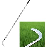 YEELOR Weeding Sickle, 51-Inch Adjustable Long Handle | Serrated &amp; Plain-Edged Combined Steel Scythe, Lightweight Long Handled Garden Sickle Tool，Ideal for Overgrown Areas