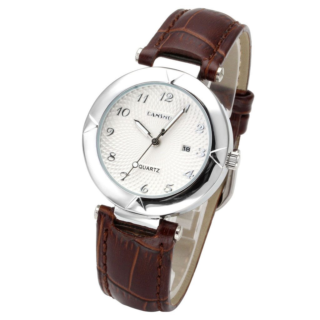JSDDE Uhren,Elegant Damen Armbanduhr Kalenderuhr Klassisch Echtleder Band Damenuhr Analog Qaurzuhr Business Uhr,Braun