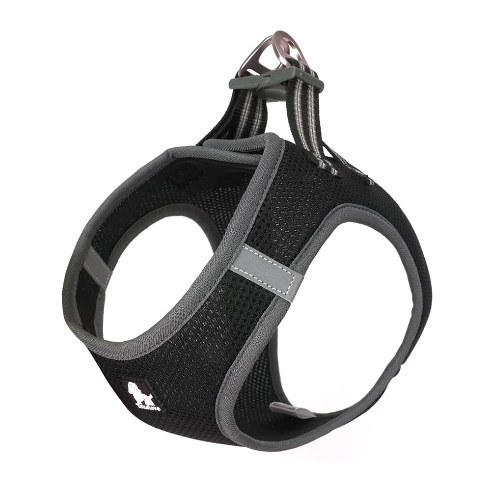 TRUE LOVE Dog Harness Soft Air Mesh Adjustable Reflective Pet Vest for Small and Medium Breeds, Medium, Black