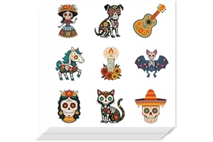 AHANDMAKER 180Pcs Self-Adhesive Day of the Dead Planner Stickers, Waterproof Cat Skull Stickers Decorative Paper Decals for P