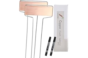 GARDENBASIX 30 Copper Garden Plant Tags Planting Labels Reusable Gardening Markers with 2 Marker Pens for Patio Vegetable Herbs Flowers Nursery Seeding 10.8''