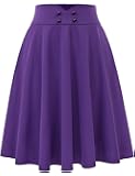Belle Poque Women's High Waist A-Line Pockets Skirt Flared Button Midi Skirt
