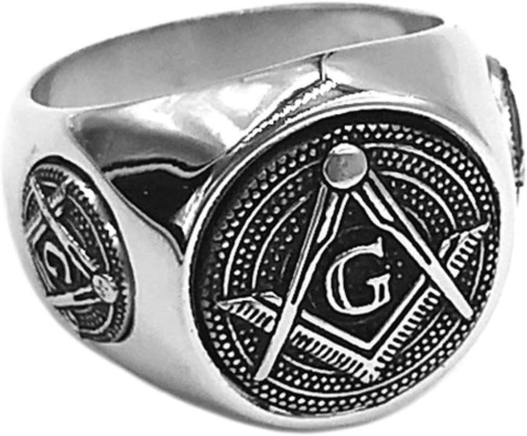 COMMER Classic Masonic Ring Stainless Steel Freemasonry Compass Masonic Motor Biker Ring Mens Women Ring