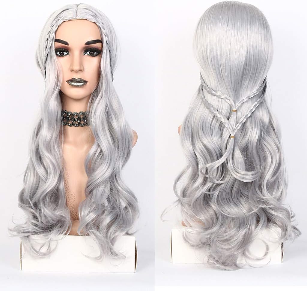Amazon Com Glumes Silver Lace Front Wig Long Wave Synthetic Wig