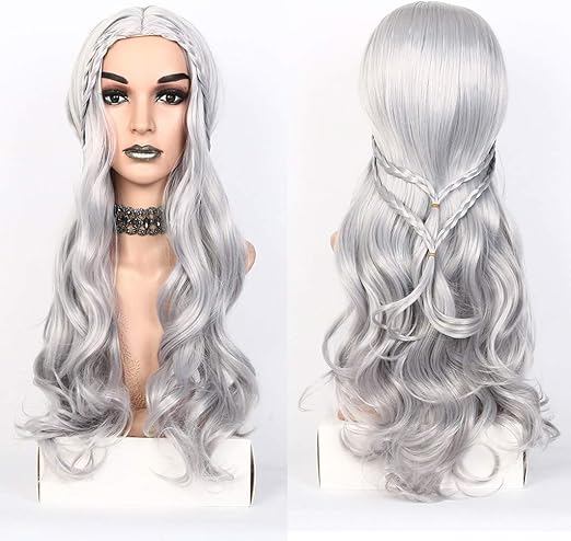 Amazon Com Glumes Silver Lace Front Wig Long Wave Synthetic Wig