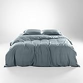 Olive + Crate Tencel Eucalyptus Cooling Duvet Cover Set - Hypoallergenic, Lyocell Tencel Duvet Cover - Soft, Temperature Regulating with Hidden Button Closure & Corner Ties - King Size [Basalt Blue]