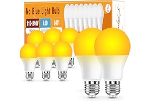 Neporal Warm Light Bulbs, 9W 60W Equivalent A19 Soft Light Bulbs, Blue Light Blocking Warm Light Bulbs, 1800K Amber Night Light Bulbs, Dim Light Bulbs for Healthy Sleep and Baby Nursery Light 8 Pcs