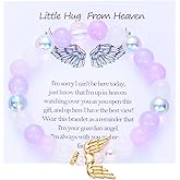 RINHOO FRIENDSHIP Guardian Angel Memorial Pink Bracelet For Miscarriage Mothers Memory Bracelets For Loss Loved One Guardian Angel Gift Hug From Heaven Sympathy Sayings Jewelry