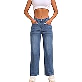 LEVNSD Women's Wide Leg Jeans Casual High Waisted Straight Jeans Stretch Denim Pants with Pockets