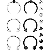 Lcolyoli Septum Rings 16g & 14g - Surgical Steel Septum Pincher & Hypoallergenic Lip Rings Hoop Labret & Snake Bite Piercing Jewelry for Women & Men