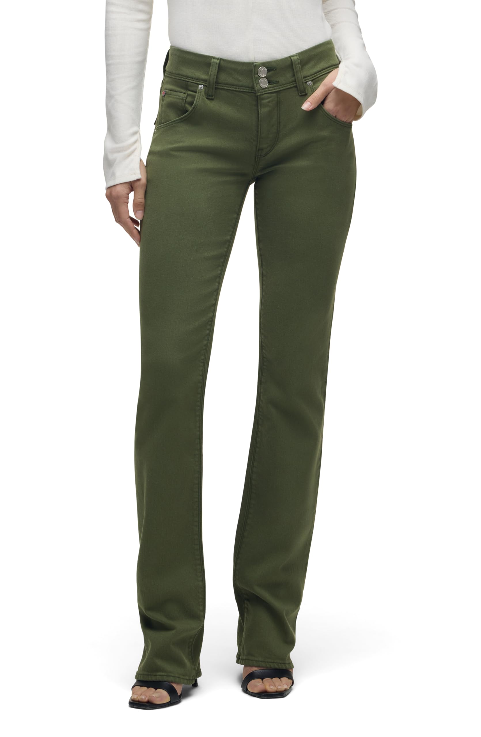 HUDSON Women’s Beth Mid Rise Baby Bootcut Jean with Back Flap Pockets, Cypress