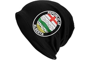 Alberta Republic Alberta Strong Winter Beanie Hat for Men and Women - Knit Slouchy Skull Cap Black
