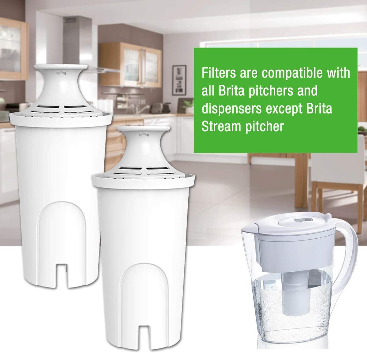PUREUP 4 Pack Standard Water Filter Compatible with Brita Pitchers and Sispensers, Premium Pitcher Replacement Filters: Kitchen & Dining