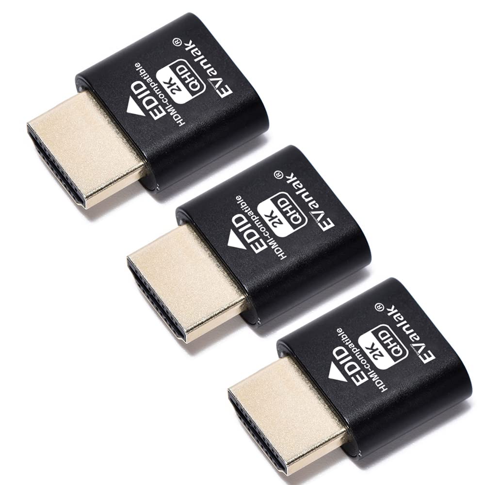 EVanlak HDMI Plugs Headless Premium Aluminium Display Emulator Light Revelation Dummy Plug Headless Ghost Machines Fit Anyone with a Headless GUI Server 1920x1080@60Hz Pack of 3