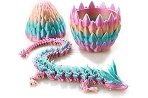YILCER 3D Printed Dragon Egg, Mystery Crystal Dragon Egg Fidget Toys Surprise, Easter Eggs Articulated Crystal Dragon Eggs with Dragon Inside (A-Rainbow)