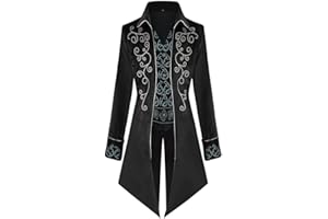 IWQBQ Men's Steampunk Jacket Gothic Medieval Vintage Court Tailcoat Halloween Costumes