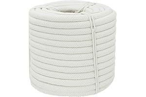 YUZENET Braided White Cotton Rope (3/8 inch x 100 ft) Natural Soft Utility Rope