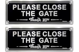 XQIGI Please Close the Gate Sign, Metal Aluminum Yard Sign 2 Pack 3.5” x 9.8” Rust Free Weatherproof for Indoor/Outdoors Use