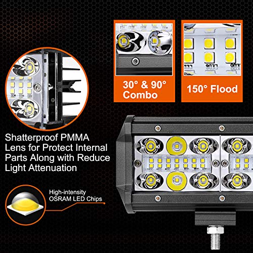 LED Light Bar, Auto Power Plus 2pcs 7 Inch LED Pods OSRAM LED Work Light Spot Flood Combo Lights Off Road Driving Lights Waterproof Fog Lights for Truck Jeep Car ATV UTV Boat, 2 Years Warranty - Thumbnail 2