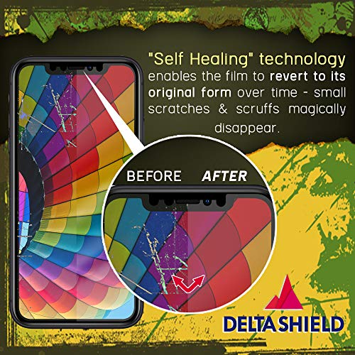 DeltaShield Screen Protector for Apple iPhone XR (6.1 inch)(2-Pack)(Slim Design for Cases) BodyArmor Anti-Bubble Military-Grade Clear TPU Film