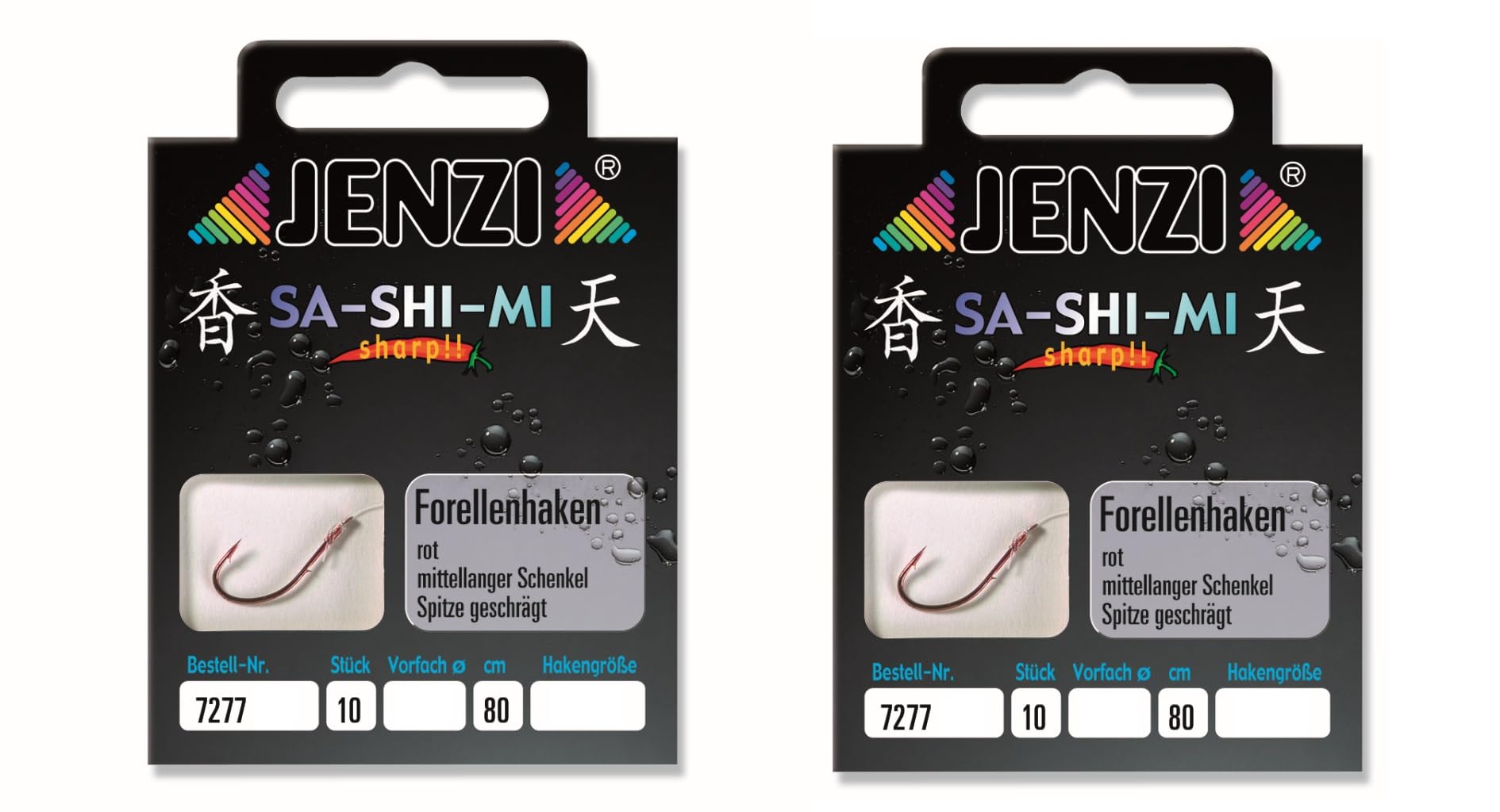 2 Packs Set JENZI Tied Trout Hooks (20 Pieces) Mono, 80 cm Hook Size 4, 6, 8, 10 & 12 depending on selection + Free Petri Heill! Sticker (hook size 14)