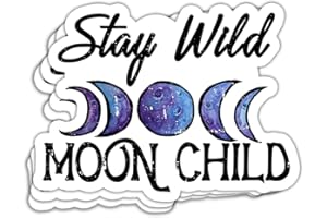 MAIANEY (3Pcs) Stay Wild Moon Child Sticker, Inspirational Quote Zodiac Sign Cancer Moon Stickers for Laptop Water Bottle Phone Car Bumper Window Helmet, Stickers 3"x4"