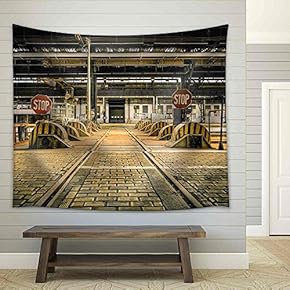 Photo of an Abandoned Industrial Interior with Bright Light - Fabric Wall Tapestry Home Decor - 51x60 inches