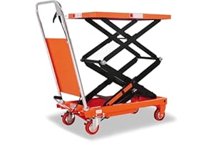 T TORY CARRIER Tory Carrier Double Scissor Lift Table Cart, 330 Lbs Capacity, Hydraulic Lift Cart 43.3" Lifting Height, Manual Scissor Lift Table W/4 Wheels, Foot Pump, Elevating Hydraulic for Material Handling