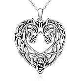 Horse Necklace Celtic Knot Heart Love Irish Sterling Silver Horse Gifts for Women Animal Couple Pendant Good Luck Irish Jewelry