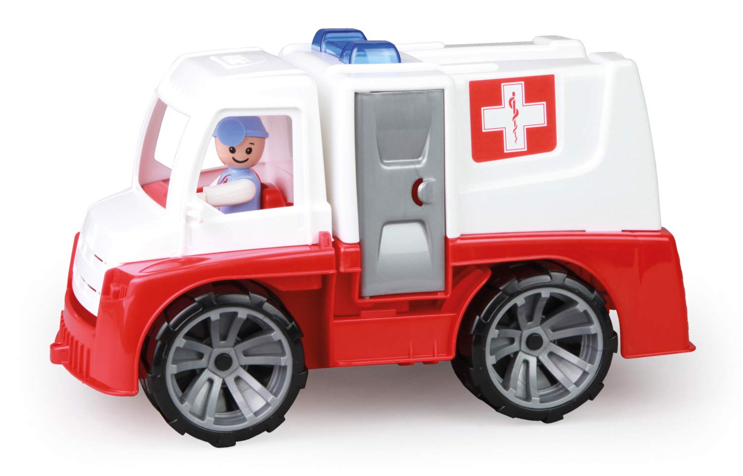 Lena 04456 - TRUXX ambulance emergency vehicle with play figure and stretcher, ambulance with accessories, ambulance with opening doors, toy vehicle for children from 2 years