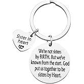 Sister Keychain Best Friend Keychain We're not Sisters by Birth But We've Known from the start keychain,Friendship Keychain Gift Friends Sisters Keychain Graduation Birthday Gift for Women Teens Girl