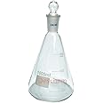 Deschem Glass Erlenmeyer Flask,Lab Conical Bottle with 24/40 Ground Joint Stopper