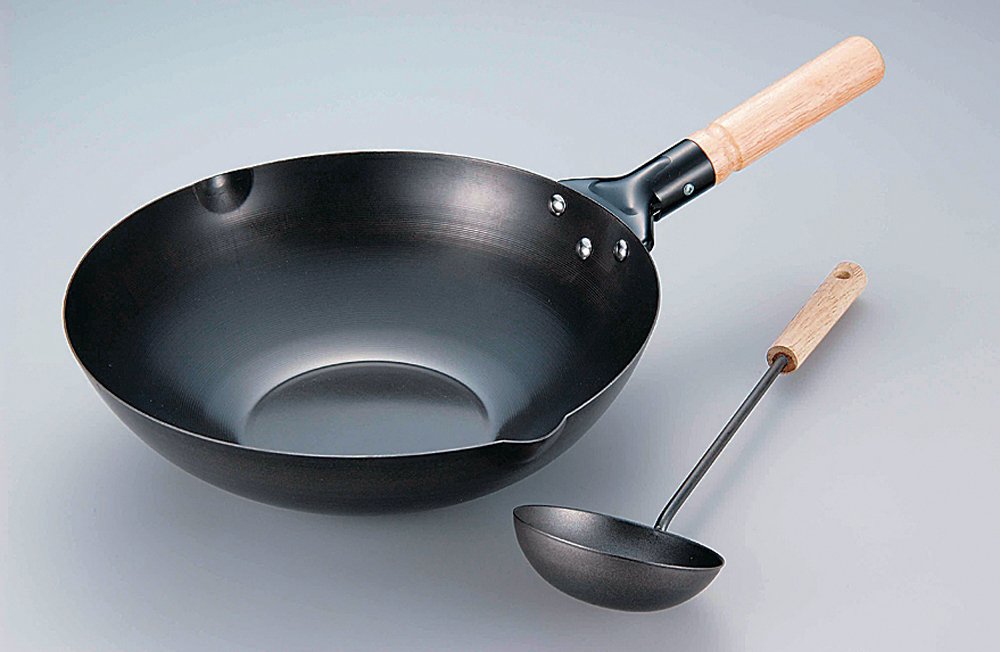 ファンシア 鉄製木柄北京鍋 30cm お玉付き FAN-30P