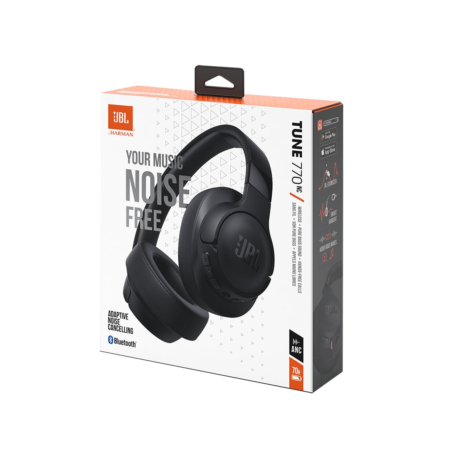 JBL Tune 770 NC – Kabellose Over-Ear-Kopfhörer mit adaptivem Noise-Cancelling und faltbarem Design – Bis zu 70 Stunden Akkulaufzeit mit Schnellladefunktion – Schwarz 4