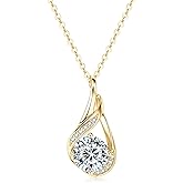 TIMEFASHION 2CT Infinity Moissanite Pendant Necklace D Color VVS1 925 Sterling Silver Trendy Infinity Knot Necklace for Women Mom Wife (Gold)