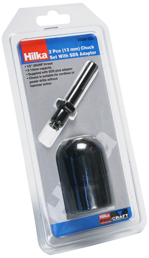 Hilka 38361302 13 mm Chuck Set with SDS Plus Adaptor, Set of 2 Pieces